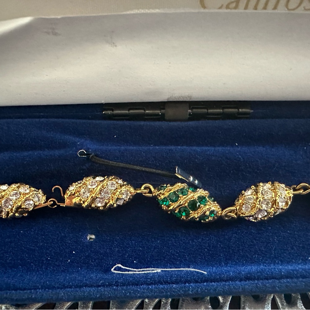 Gold and Green Intricate Bracelet